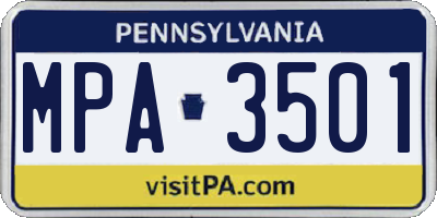 PA license plate MPA3501