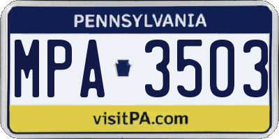 PA license plate MPA3503