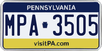 PA license plate MPA3505