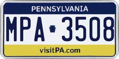 PA license plate MPA3508