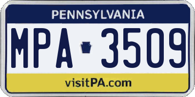 PA license plate MPA3509