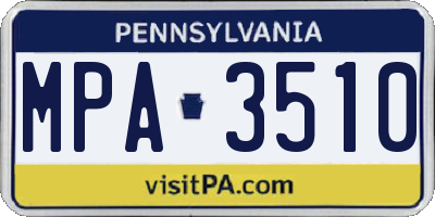 PA license plate MPA3510