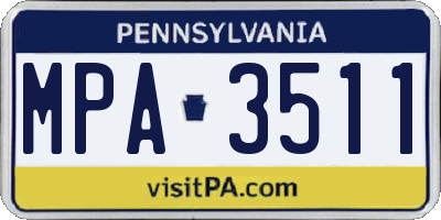 PA license plate MPA3511