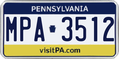 PA license plate MPA3512