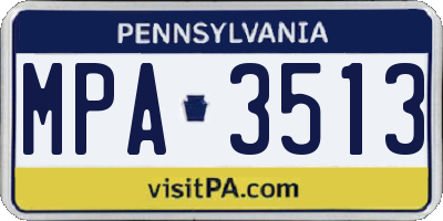 PA license plate MPA3513