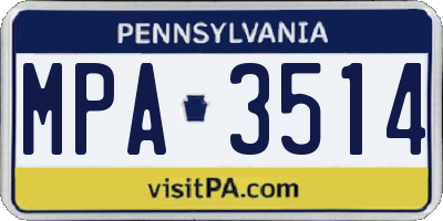 PA license plate MPA3514