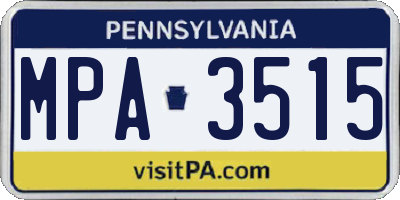 PA license plate MPA3515