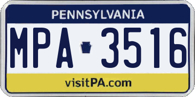 PA license plate MPA3516