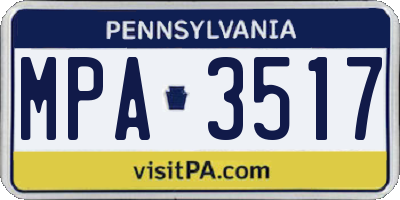 PA license plate MPA3517