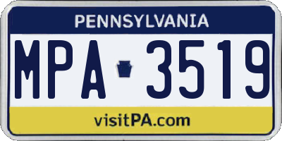 PA license plate MPA3519