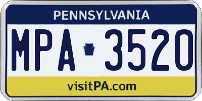 PA license plate MPA3520