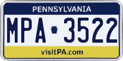 PA license plate MPA3522