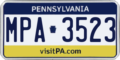 PA license plate MPA3523