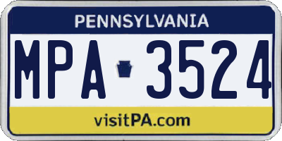 PA license plate MPA3524