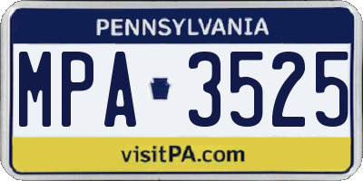 PA license plate MPA3525
