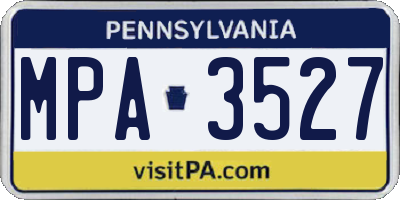 PA license plate MPA3527