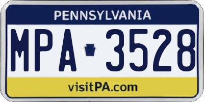 PA license plate MPA3528