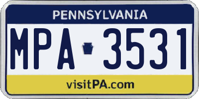 PA license plate MPA3531