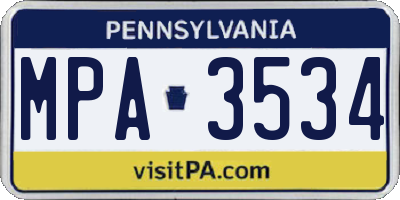 PA license plate MPA3534