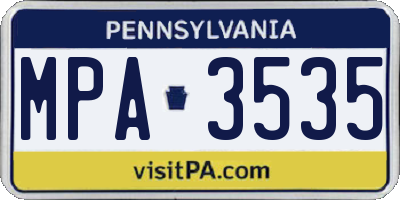 PA license plate MPA3535