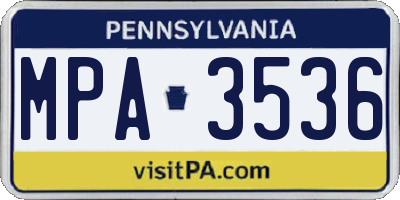 PA license plate MPA3536