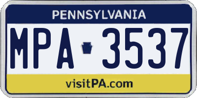PA license plate MPA3537
