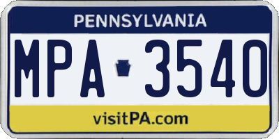 PA license plate MPA3540