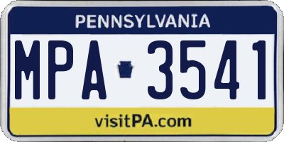 PA license plate MPA3541