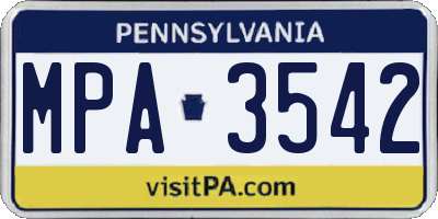 PA license plate MPA3542