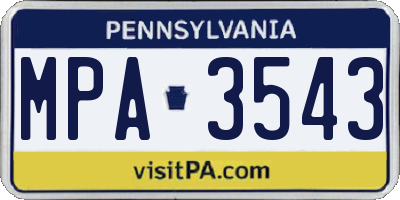 PA license plate MPA3543