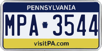 PA license plate MPA3544