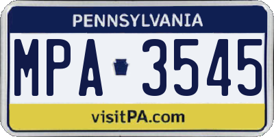 PA license plate MPA3545