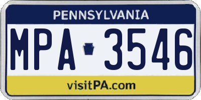 PA license plate MPA3546