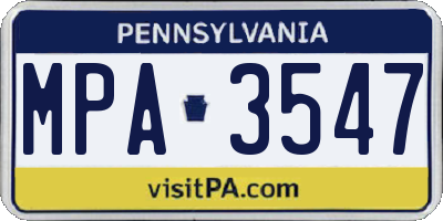 PA license plate MPA3547