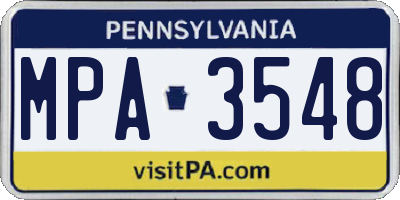 PA license plate MPA3548