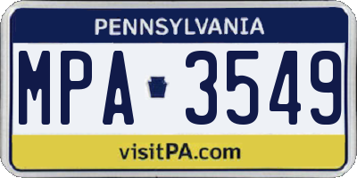 PA license plate MPA3549