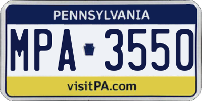 PA license plate MPA3550