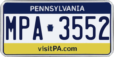 PA license plate MPA3552