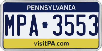 PA license plate MPA3553