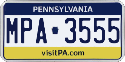 PA license plate MPA3555