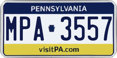 PA license plate MPA3557