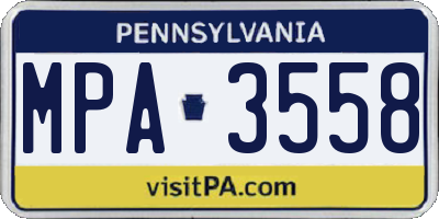 PA license plate MPA3558
