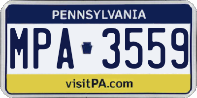 PA license plate MPA3559