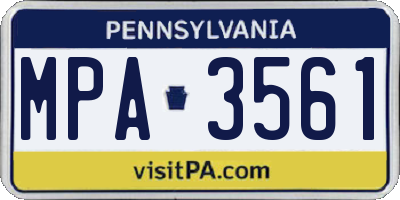 PA license plate MPA3561
