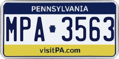 PA license plate MPA3563