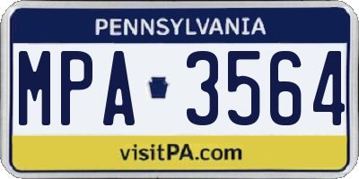 PA license plate MPA3564