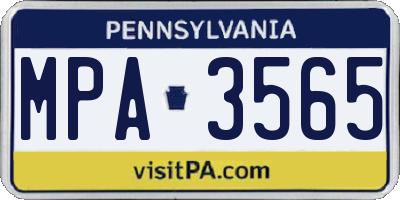 PA license plate MPA3565