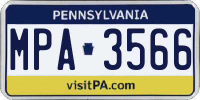 PA license plate MPA3566
