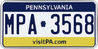 PA license plate MPA3568