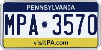 PA license plate MPA3570